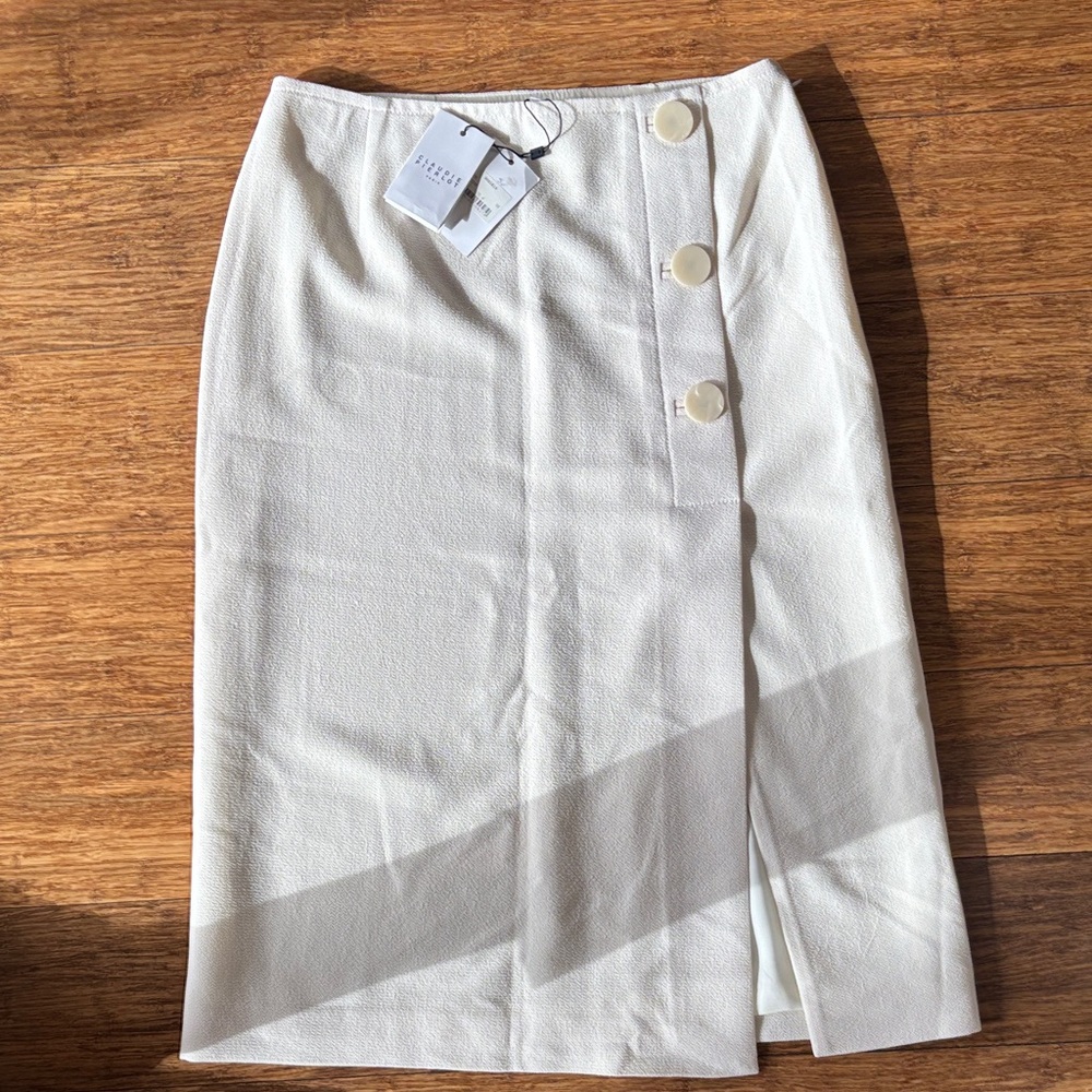 Claudie Pierlot Cream Button-Accent Pencil Skirt
